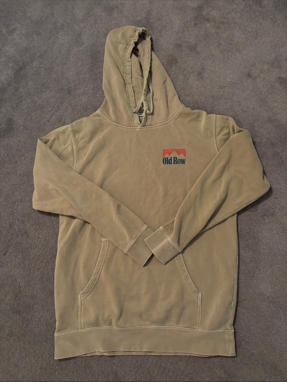 Old Row Men's Hooded Pullover Sweatshirt in tan.